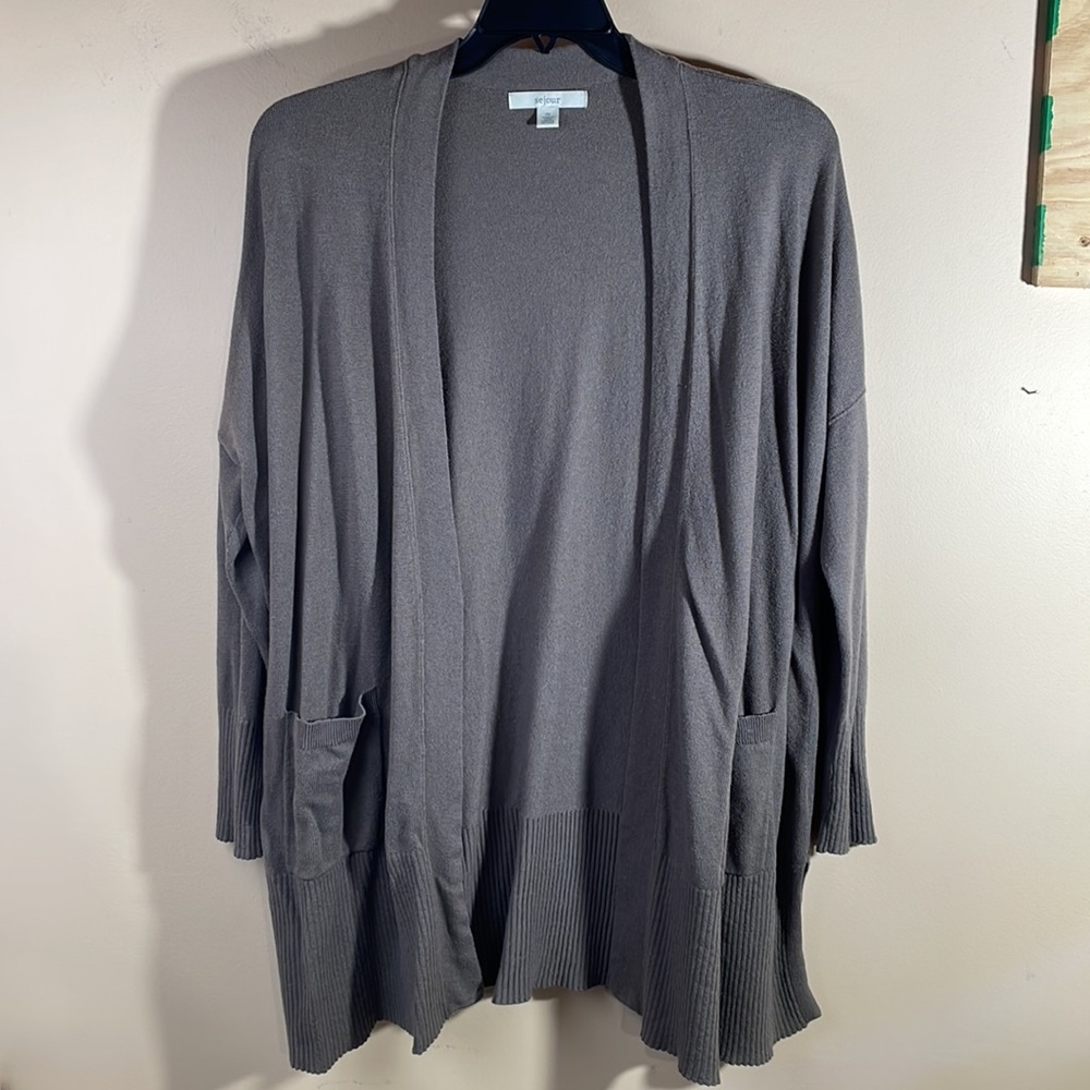 Sejour open cardigan sweater w/ pockets